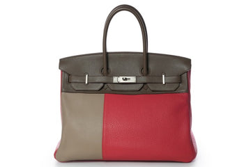 Hermes Birkin 35 Swift and Togo Tricolor Rose Jaipur, Argile and Etoupe