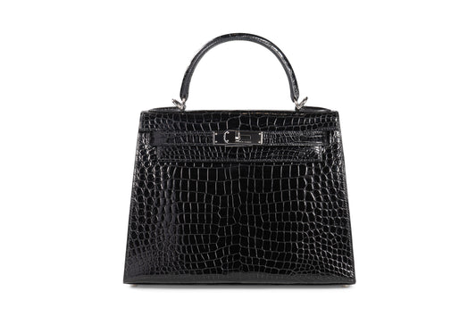 Hermes Kelly 28 Porosus Black