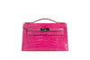 Hermes Kelly Pochette Alligator Rose Scheherazade