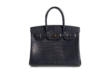 Hermes Birkin Verso 30 Crocodile Alligator Matte Blue/Rose