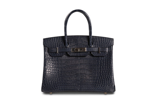 Hermes Birkin Verso 30 Crocodile Alligator Matte Blue/Rose