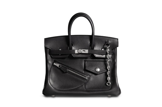 Hermes Birkin 25 Rock Evercalf calfskin, Evergrain Calfskin, Volupto calfskin Black W Stamp