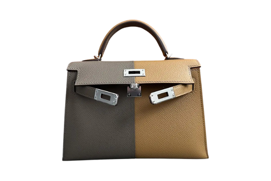 Hermes Mini Kelly Ⅱ Sellier Casaque Epsom Etoupe and Sesami
