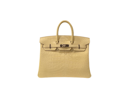 Hermes Birkin 25 Matte Crocodile Alligator Vanilla