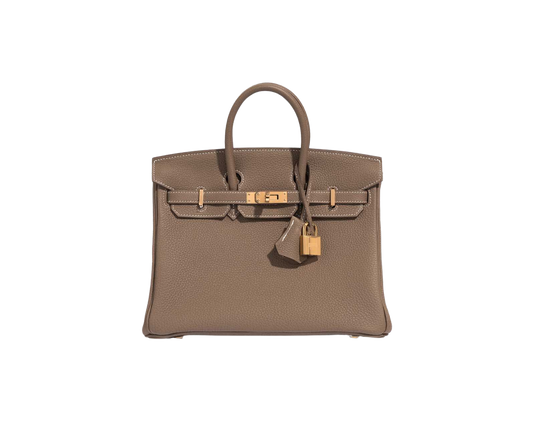 Hermes Birkin 25 Taurillon Clemence Etoupe B Stamp