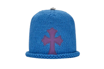 CHROME HEARTS CrossPatch Knit Cap  Beanie Cashmere Silver 925 Purple Blue