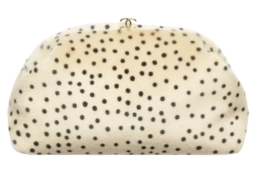 Chanel Clutch With Chain Light Beige & Black Lambskin & Gold Tone