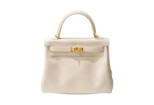 Hermes Kelly 25 Swift New White B Stamp