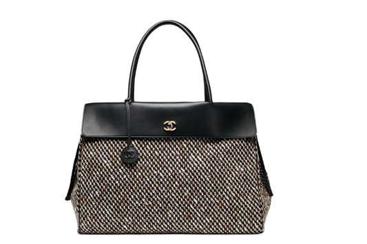 Chanel Large Tote Tweed & Black Grained Calfskin & Gold Tone
