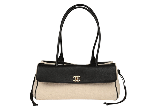 Chanel Small Tote Tweed & Black Grained Calfskin & Gold Tone