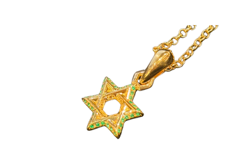 Chrome Hearts Star Of David Pendaint Emerald K22 Roll Chain 20Inch