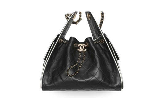 Chanel Handbag25 Black and White Small Calfskin Gold Tone