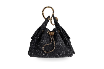 Chanel Handbag 25 Black Small Wool Tweed & Gold-Tone Metal Black
