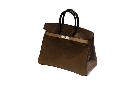 Hermes Birkin 25 Tricolor  Ecorce/Etoupe Grey/Black EPSOM W stamp