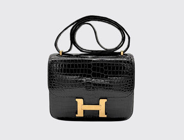 Hermes Constance 3 Black Crocodile GHW