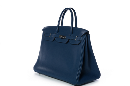 Hermes Birkin 40 Taurillon Clemence Blue Brighton