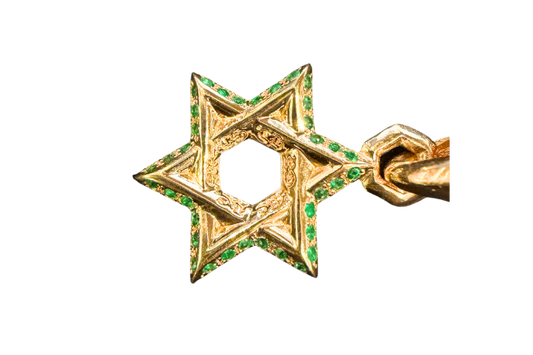 Chrome Hearts Star Of David Pendaint Emerald K22 Roll Chain 20Inch