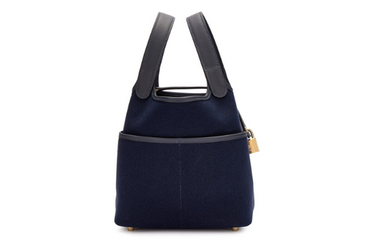 Hermes Picotin Cargo Picotin Lock 18 Caban Swift, Bleu Marine and Toile Goeland