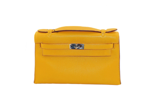 Hermes Kelly Pochette Swift Jaune De Naples