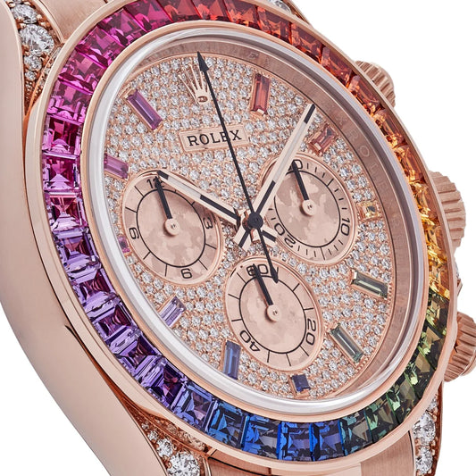 Rolex Daytona Rose Gold Rainbow Diamond Pave Dial 40mm