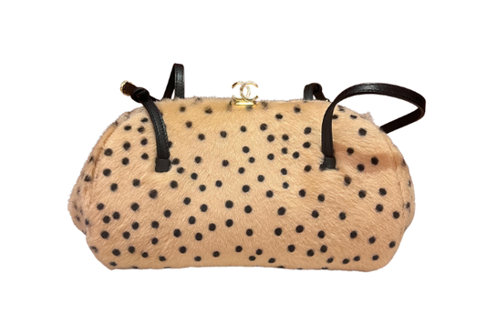 Chanel Clutch With Chain Light Beige & Black Lambskin & Gold Tone