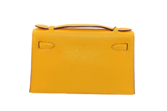 Hermes Kelly Pochette Swift Jaune De Naples