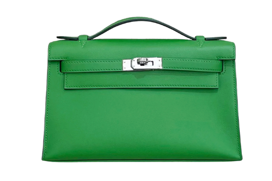 Hermes Kelly Pochette Swift Ver Yucca PHW