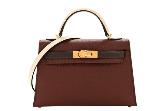 Hermes Mini Kelly Epsom Tricolor  (Terre, Ebene, Craie) GHW K(2025)