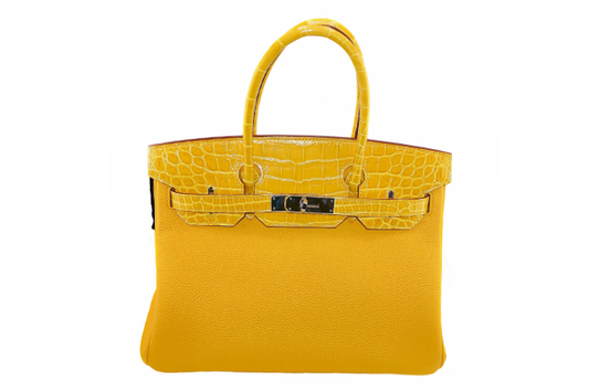Hermes Birkin 30 Croco/ Togo Touch Niloticus Jaune De Naples