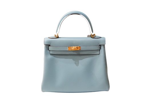 Hermes Kelly 25 Swift Sky-Blue B Stamp