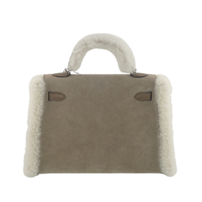 Hermes Mini Kelly Teddy Gris Caillou Etoupe W Stamp