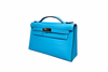 Hermes Kelly Pochette Swift Bleu Celeste B Stamp