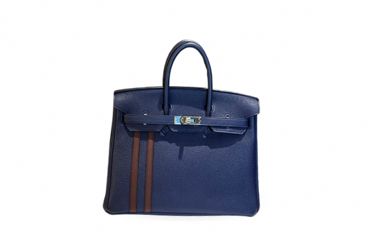 Hermes Birkin 25 Officer Togo Blue Encre/Bordeaux