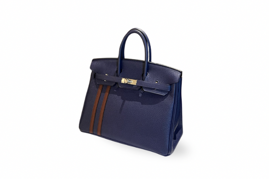 Hermes Birkin 25 Officer Togo Blue Encre/Bordeaux