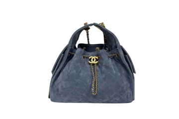 Chanel Handbag 25 Medium Velour Dark Blue