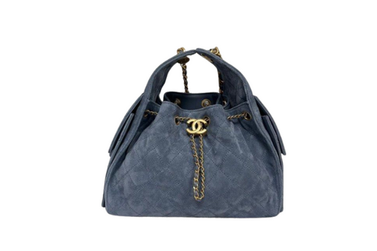 Chanel Handbag 25 Medium Velour Dark Blue