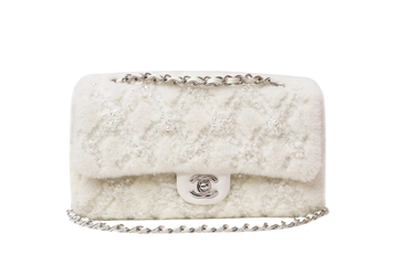 Chanel Matlesse Frap Shoulder Bag Mutton and Lambskin Leather Pearl and Beads White PHW