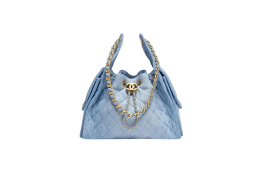 Chanel Handbag 25 Light Blue Small Denim & Gold Tone