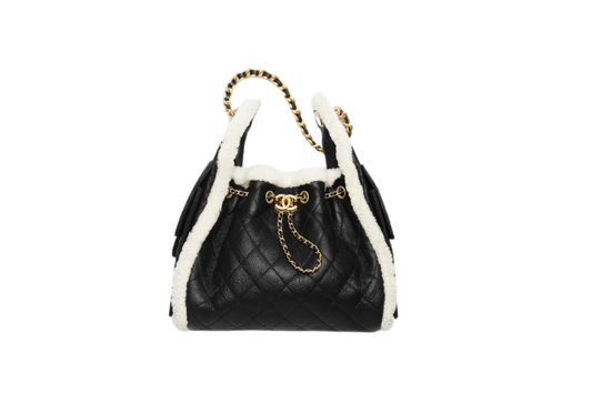 Chanel Handbag 25 Black Small Grained Sheep Skin/Mouton & Gold Tone