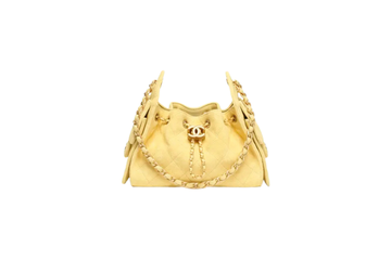 Chanel Handbag 25 Yellow Mini Velour & Gold Tone