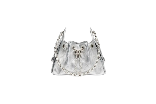 Chanel Handbag 25 Silver Mini Grained Calf Skin & Silver Tone