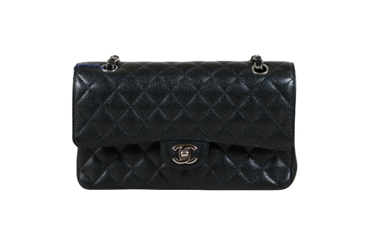 Chanel Matlasse 25 Caviar Skin Chain Shoulder Bag Black