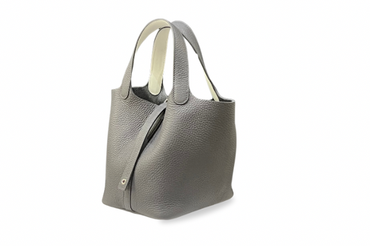 Hernes Picotin PM Togo Eclat Ardoise and Gris Platine