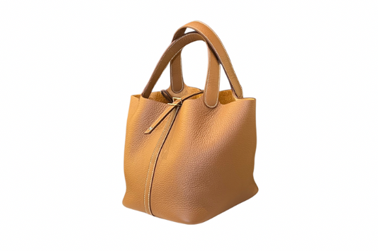 Hermes Picotin MM Taurillon Clemence Gold B Stamp