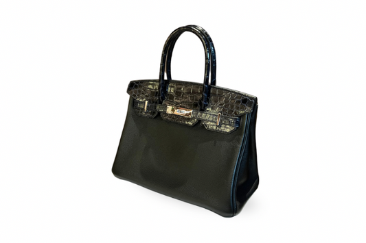Hernes Birkin 25 Alligator Touch Togo Black B stamp