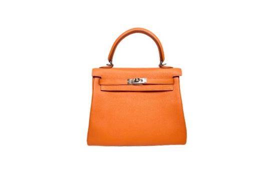 Hermes Kelly 25 Togo Orange Field B Stamp
