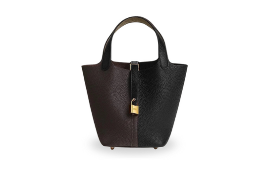 Hermes Picotin PM Togo Casaque Black/Macassar/Beige Marfa