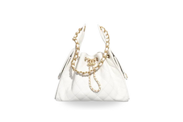 Chanel Handbag 25 White Small Grained Calf Skin & Gold Tone