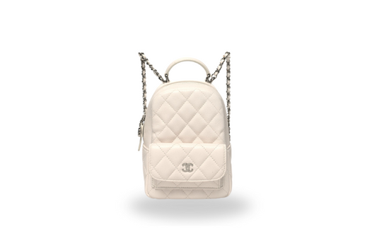 Chanel Caviar Quilted CC Mini Classic Backpack White
