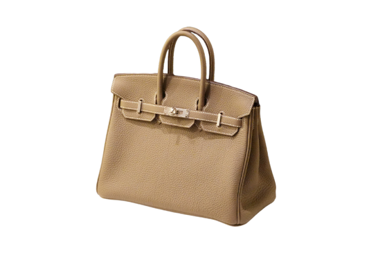 Hermes Birkin 25 Taurillon Clemence Etoupe W Stamp